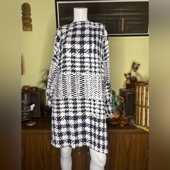 Ladies Richard Allen X houndstooth mod contemporary shift dress two tone ska - Picture 8 of 9